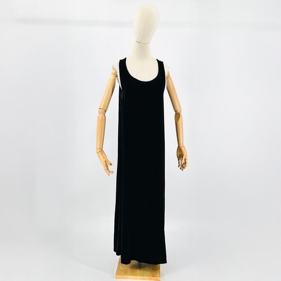 y2k Aris.A Velvet Black Minimalist Elegant Sleeveless Maxi Dress - Picture 1 of 6